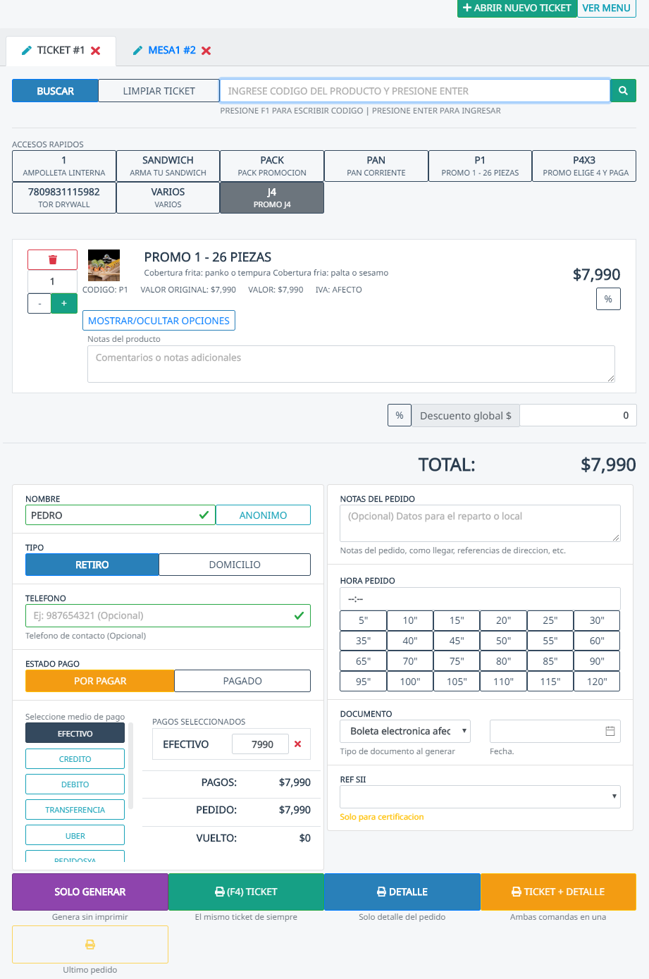 Aplicacion movil de TicketApp para delivery
