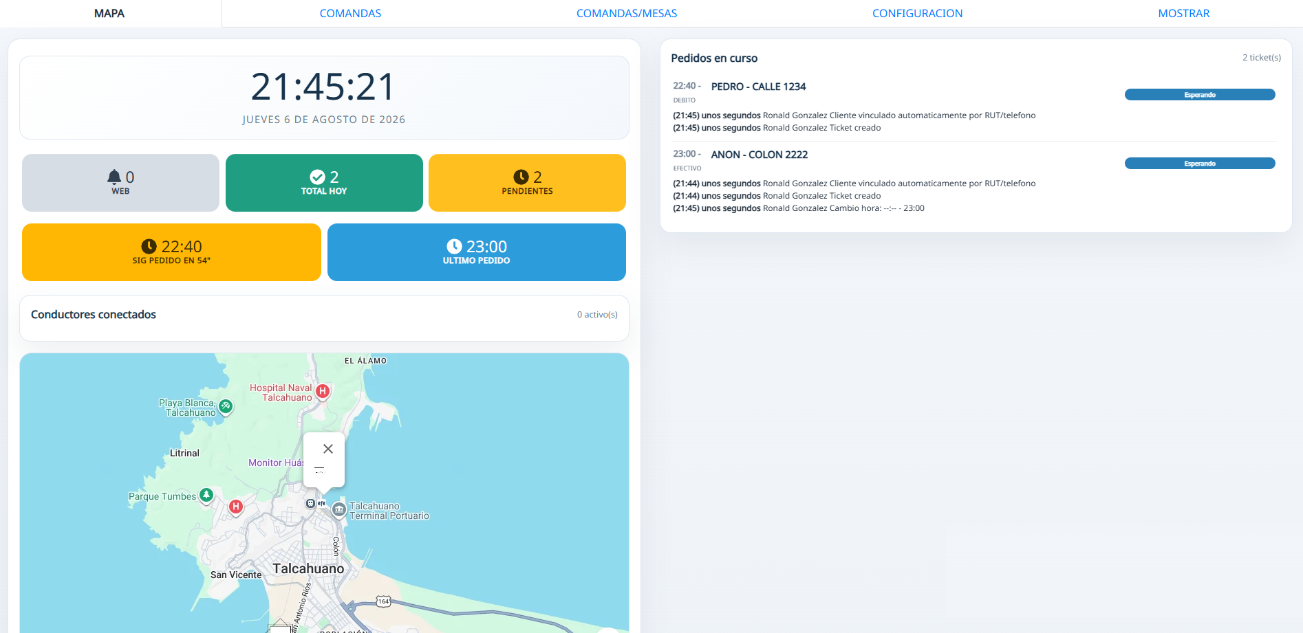 Visor de comandas de TicketApp